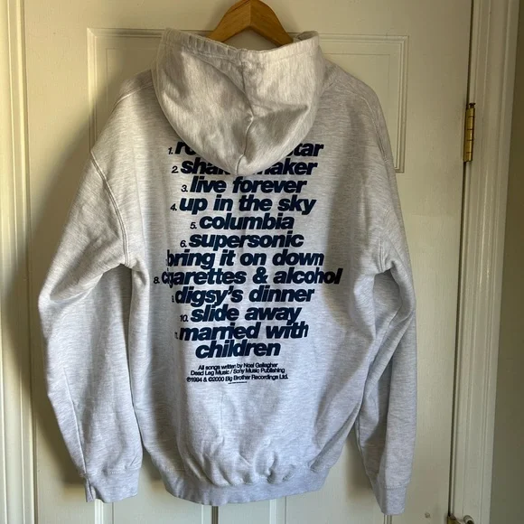 Oasis Band Logo Tracklist Grey Hoddie XL - Picture 2 of 6